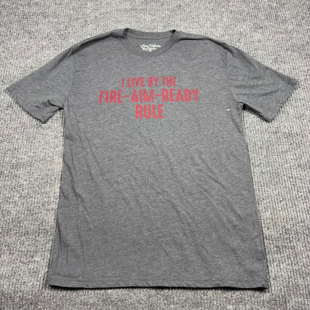 Live Outside the Limits Shirt Mens M Gray Fire Aim Ready Rule Graphic